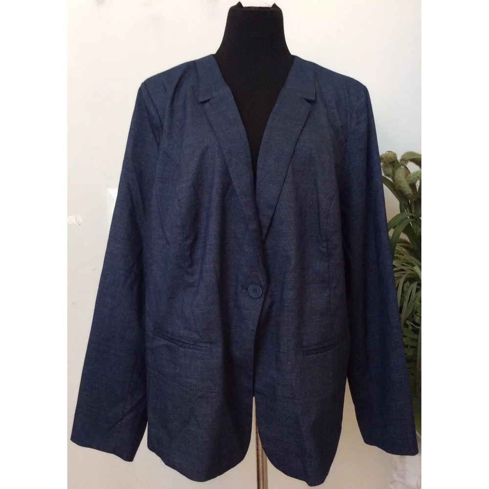 NWT Lane Bryant Women's Blue Jeans Polyester Blazer Jacket Size 28 MSRP‎ $89.95